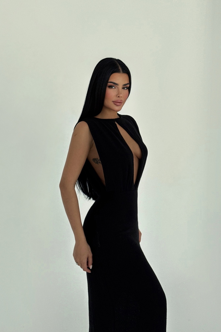 Siyah Himari Elbise ATE-1648 - EYYO