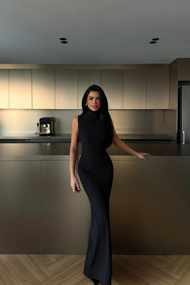 Siyah Jila Uzun Elbise ATE-1871 