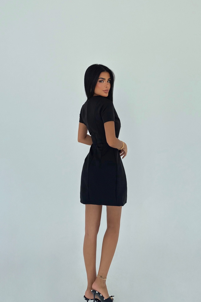 Siyah Basic Mini Elbise ATE-3144 - 3