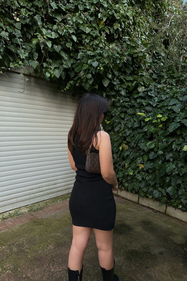 Siyah Basic Mini Elbise ATE4395 - 3