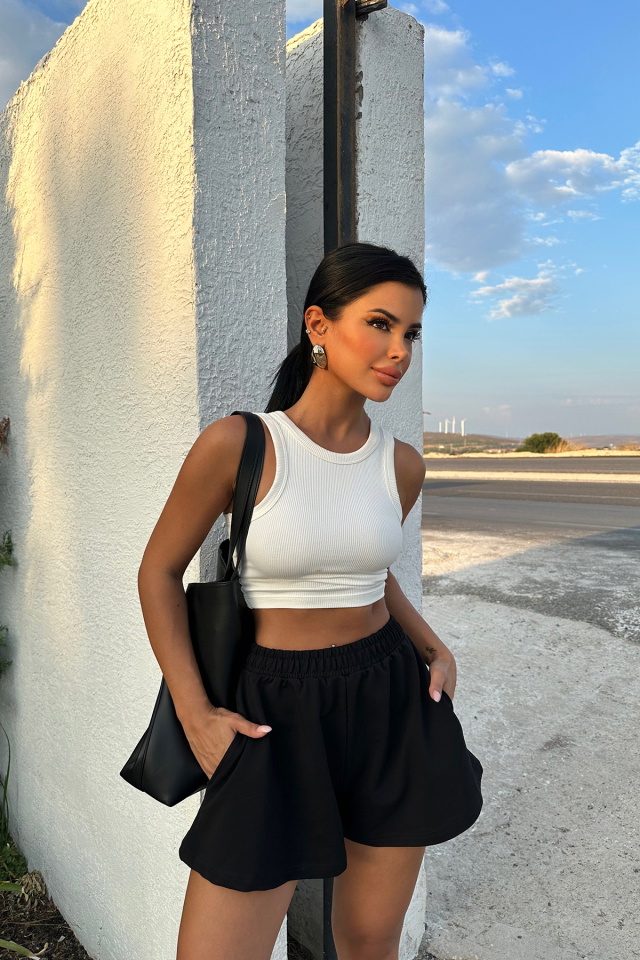 Siyah Basic Şort ATE8325 - 4