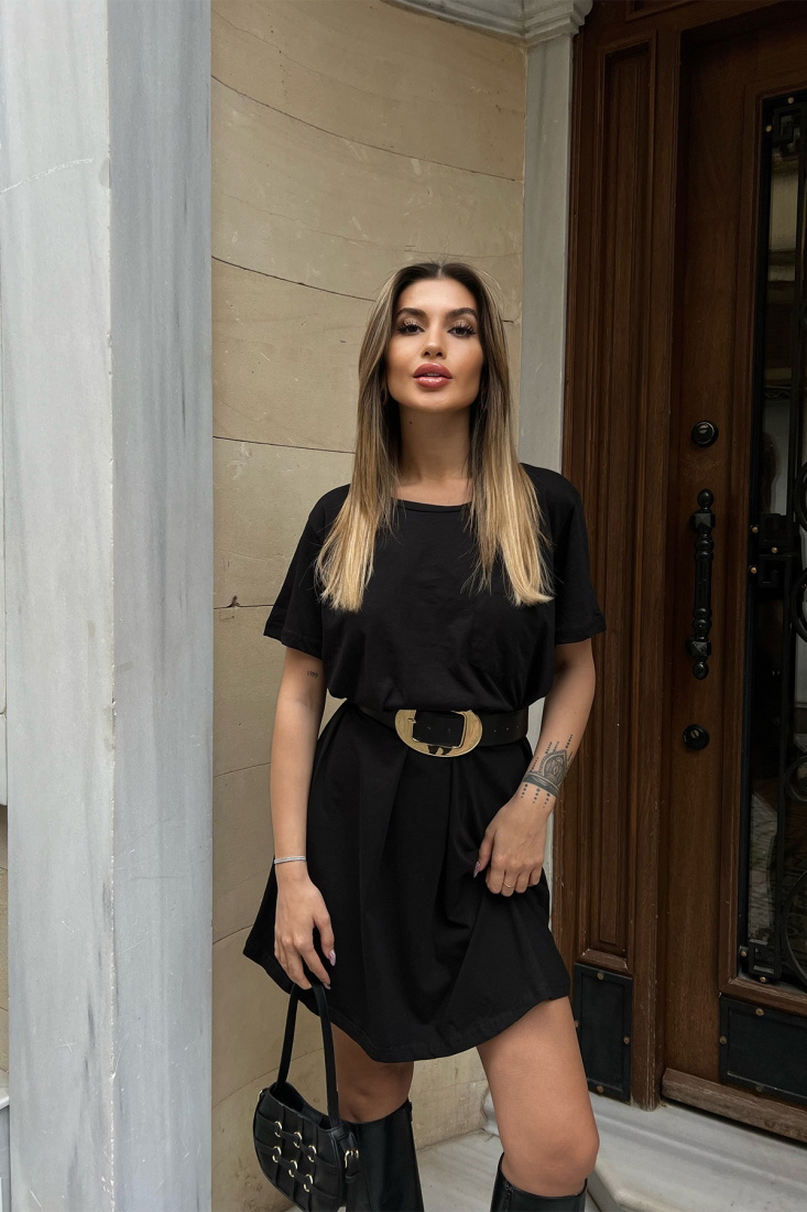 Siyah Basic Tişört ATE4291 - İHRACAT