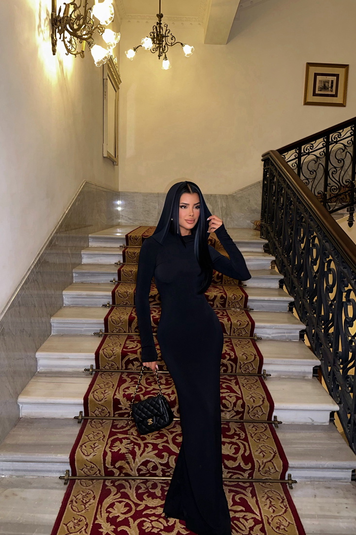 Siyah Basic Uzun Elbise ATE-0249 - BİROL ATÖLYE