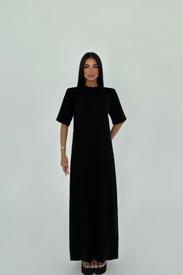 Siyah Roland Uzun Elbise ATE-2202 