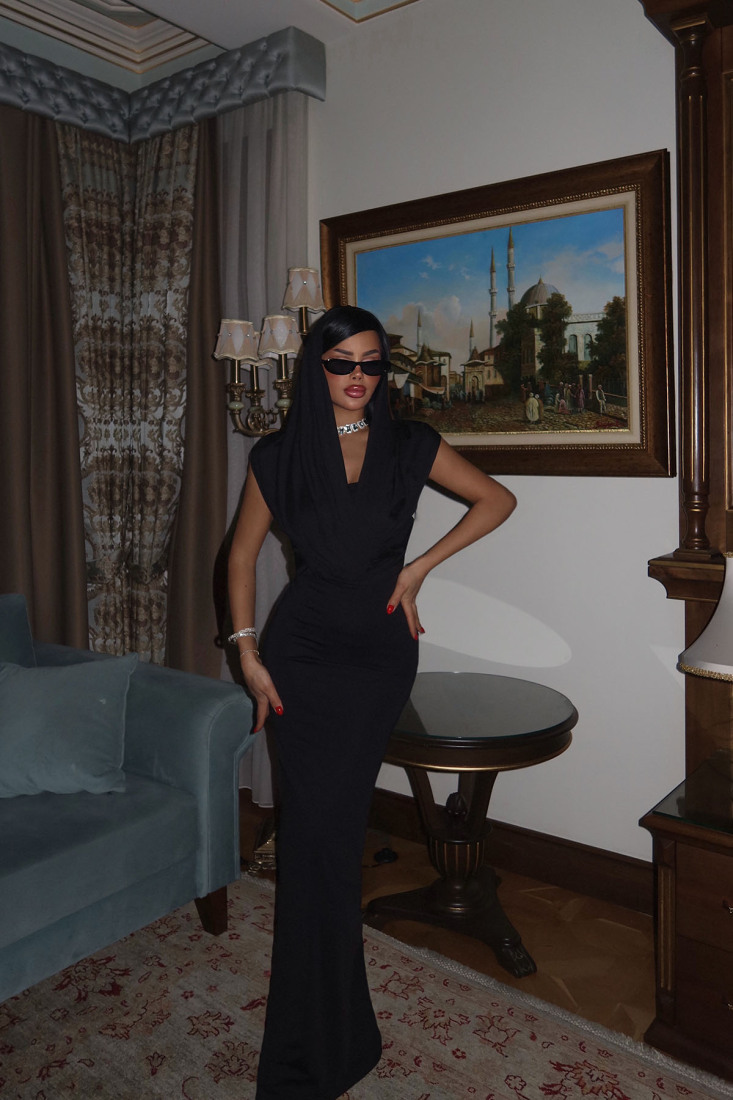 Siyah Coralie Uzun Elbise ATE-2314 - EYYO