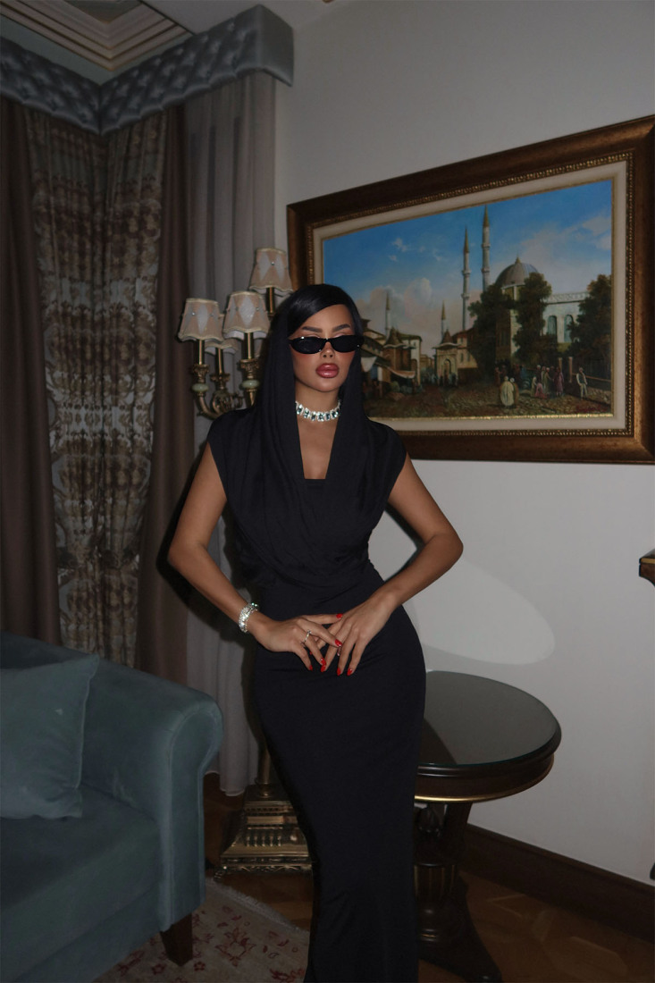 Siyah Coralie Uzun Elbise ATE-2314 - EYYO