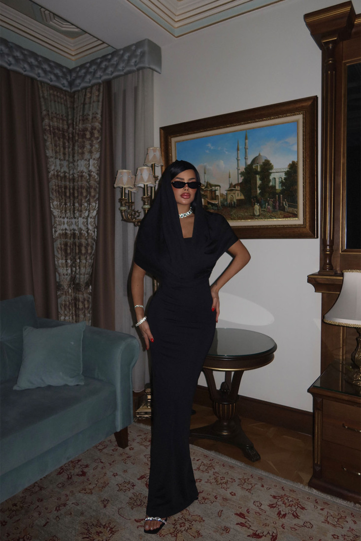 Siyah Coralie Uzun Elbise ATE-2314 - EYYO