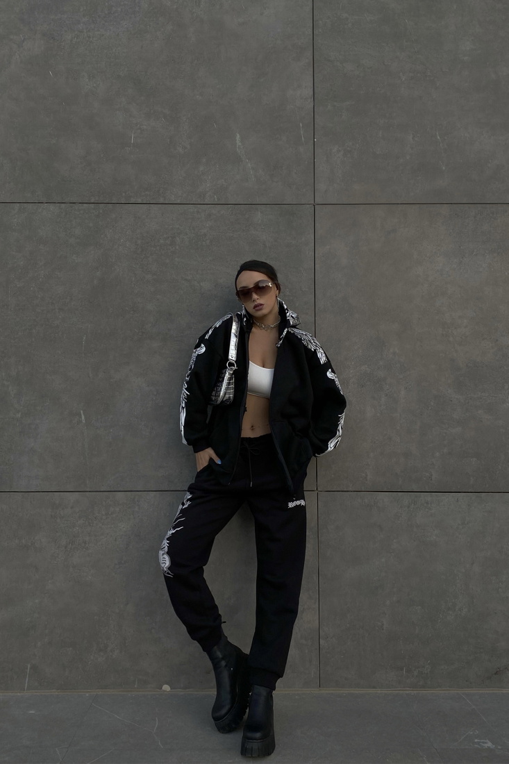 Siyah Baskılı Eşofman Altı ATE2295 - EYYO