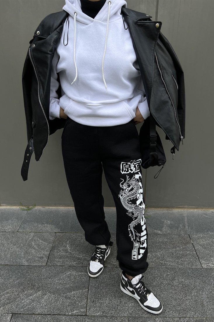 Siyah Baskılı Eşofman Altı ATE3057 - EYYO