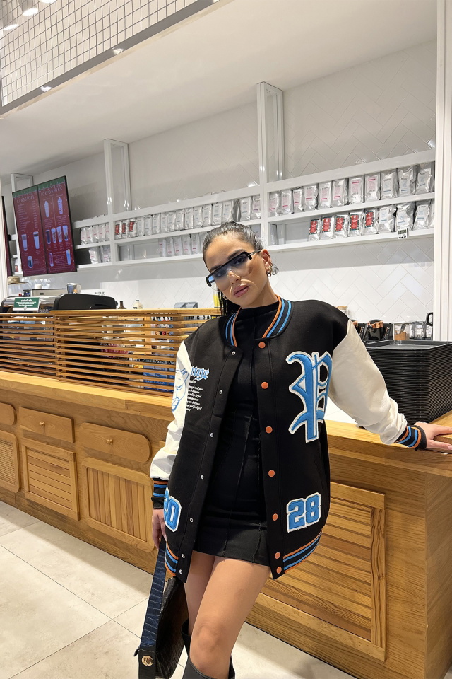 Siyah Baskılı Kolej Ceket ATE2962 - 1