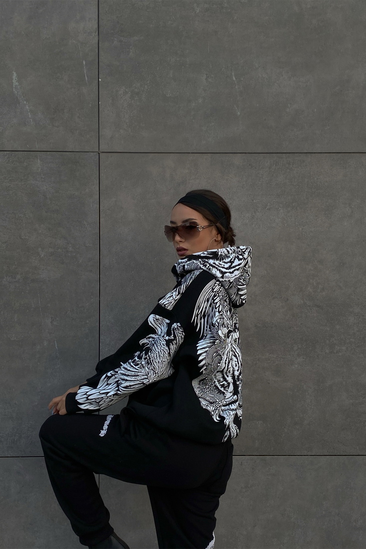 Siyah Baskılı Oversize Sweat ATE2294 - EYYO