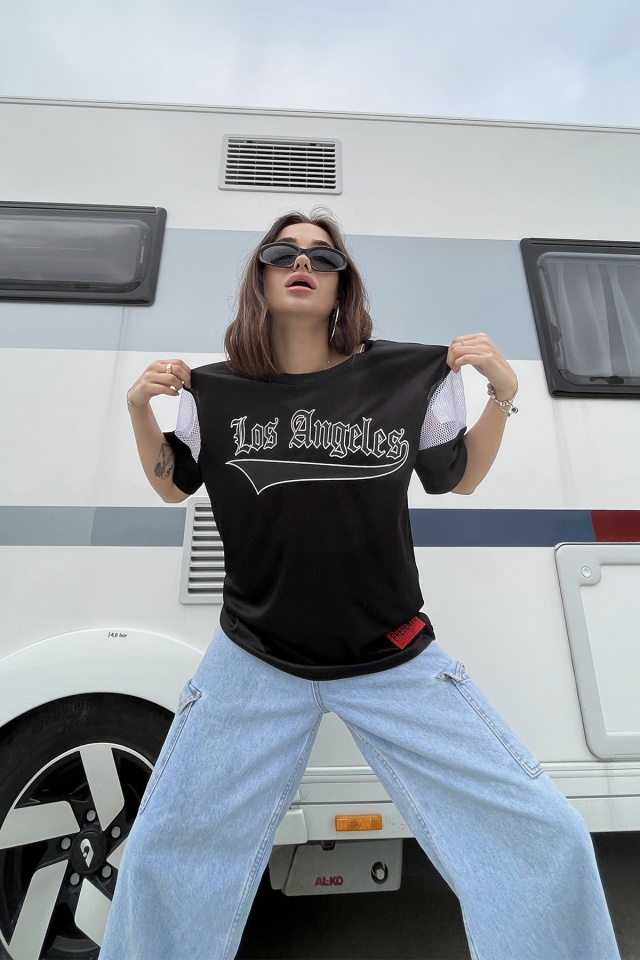Siyah Baskılı Oversize Tişört ATE6681 - 1