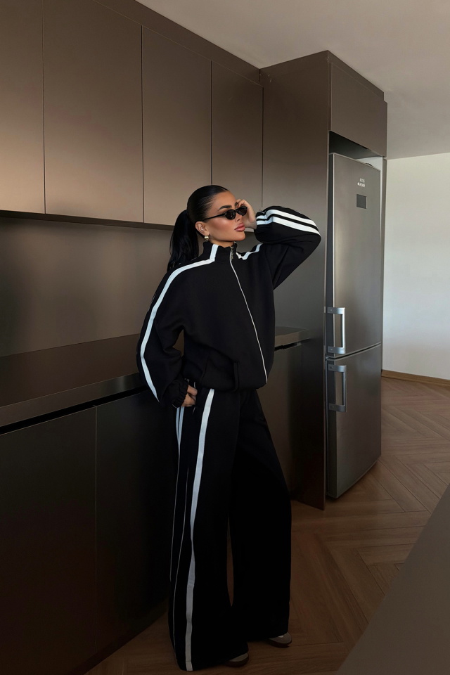  Beyaz Şeritli Eşofman Takımı ATE-3999 - 1