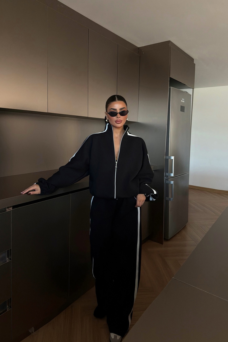  Beyaz Şeritli Eşofman Takımı ATE-3999 - EYYO