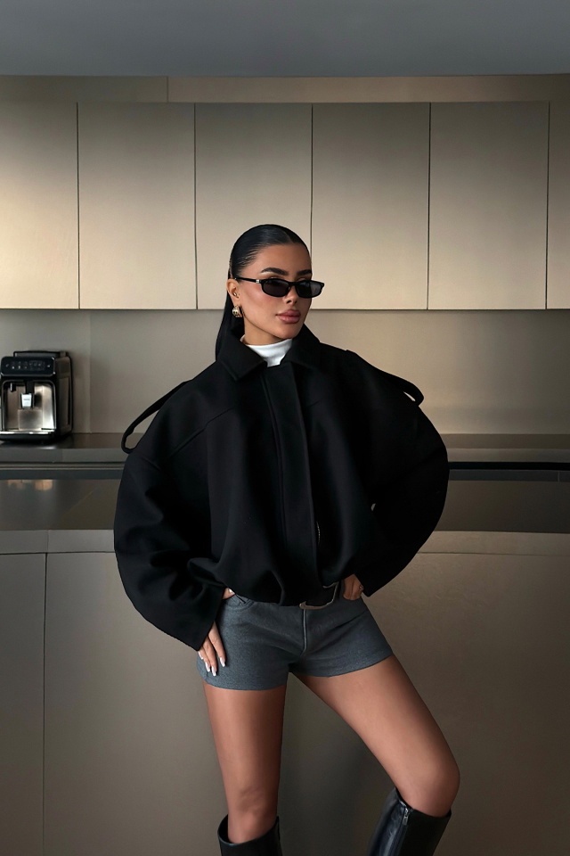 Siyah Bomber Ceket ATE-4739 - 1