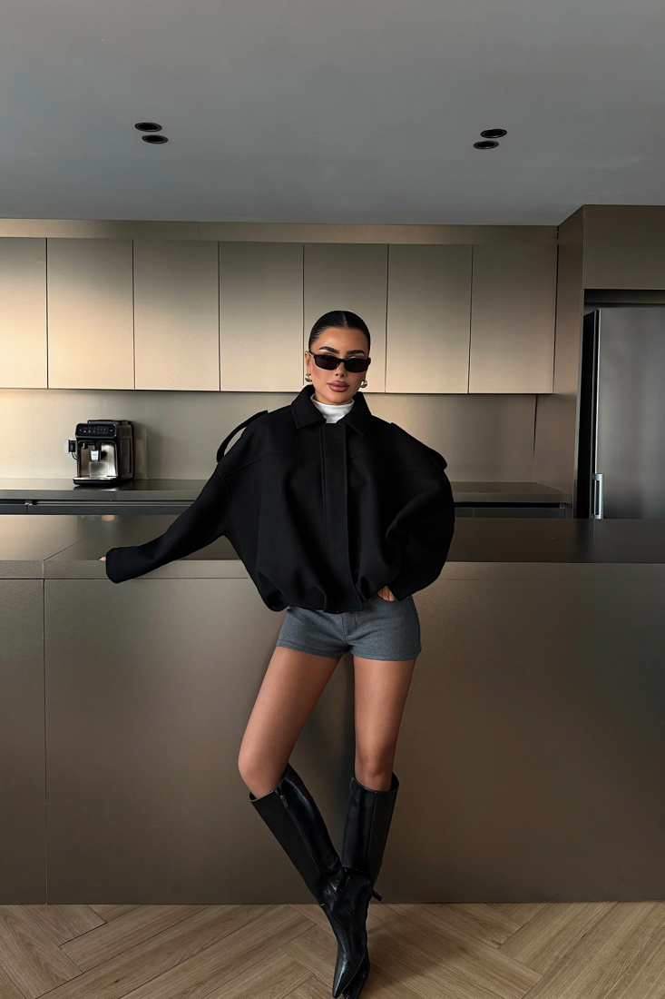 Siyah Bomber Ceket ATE-4739 - EYYO