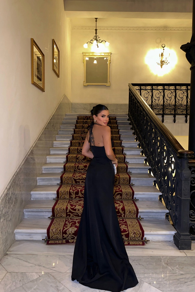 Peyton Boyundan Bağlamalı Yırtmaç Detay Elbise ATE-0540 - 5