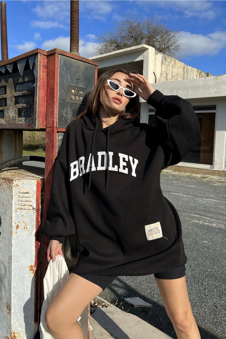 Siyah Bradley Oversize Sweat ATE2510 - EYYO
