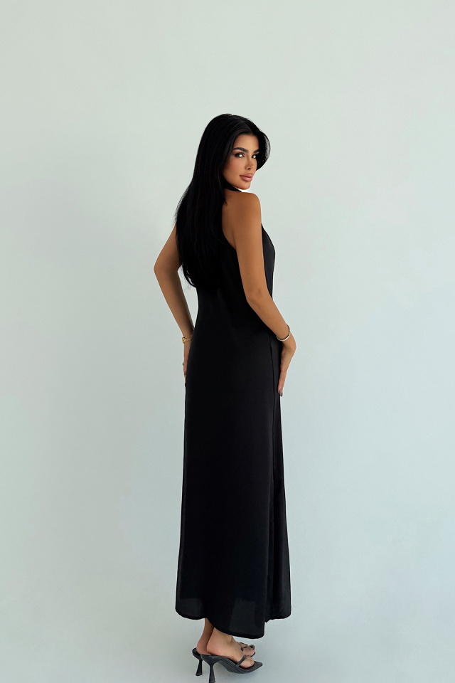 Siyah Constas Aksesuar Detaylı Elbise ATE-3550 - 3