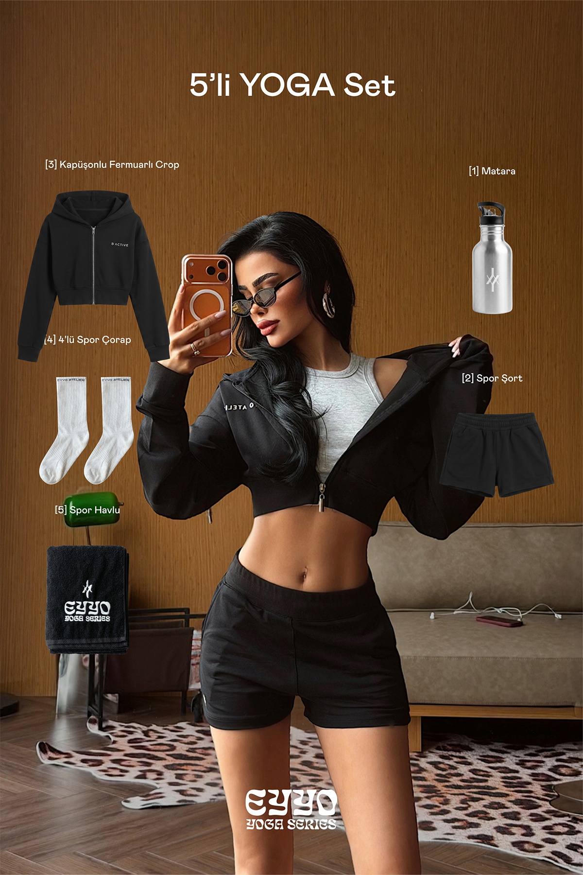 Siyah Bunna 5'li Yoga Set - 1