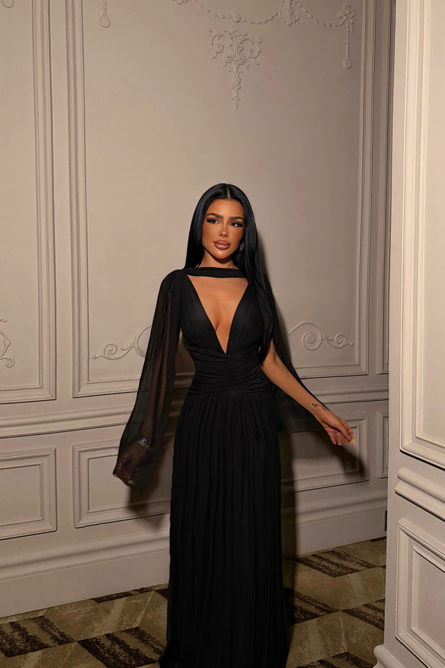 Siyah Lucyna Uzun Tül Elbise ATE-4209 - 1