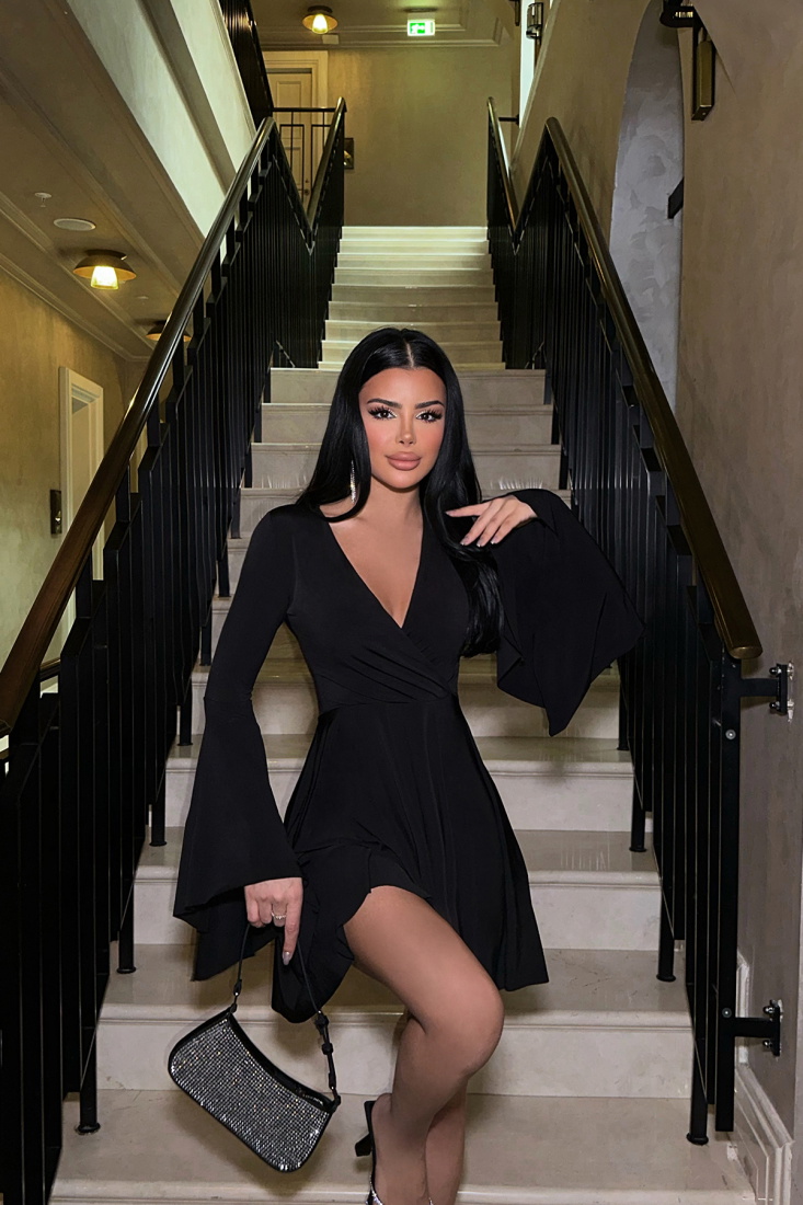 Siyah Caden Elbise ATE-0941 - EYYO