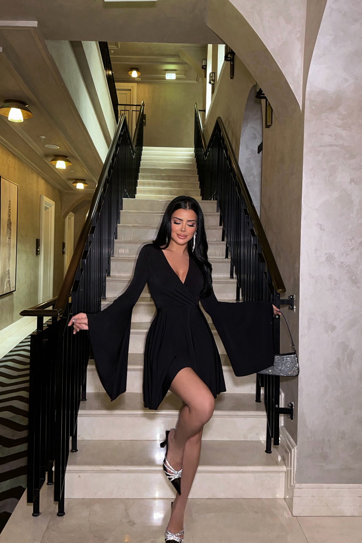 Siyah Caden Elbise ATE-0941 - EYYO