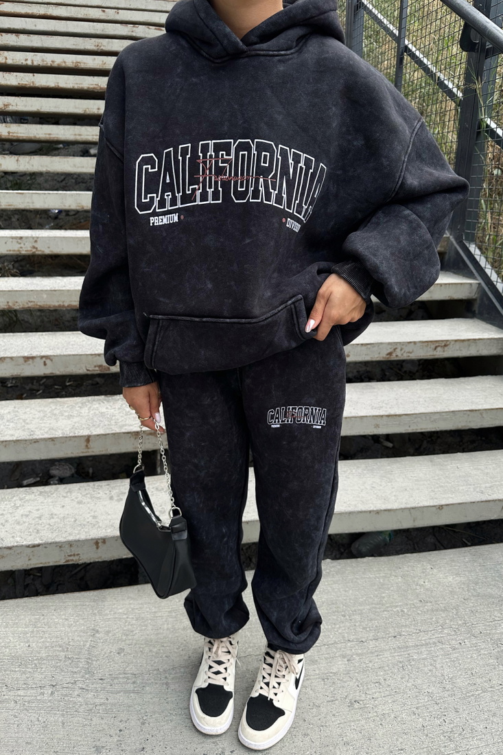 Siyah Calıfornıa Baskılı Eşofman Takım ATE-0319 - MODAWAY