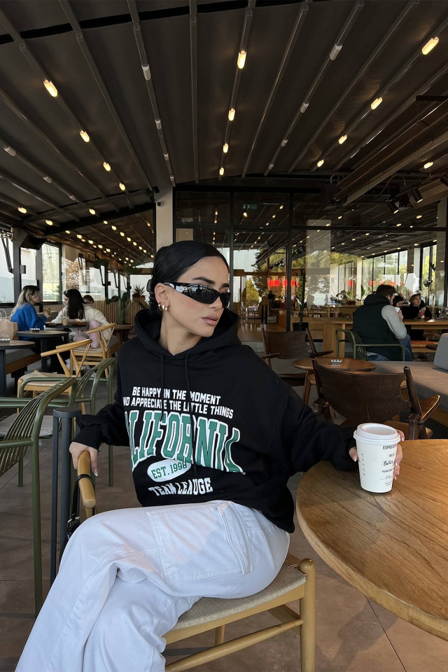 Siyah Calıfornıa Baskılı Sweat ATE2806 - 4