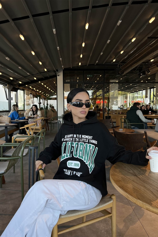 Siyah Calıfornıa Baskılı Sweat ATE2806 - 5