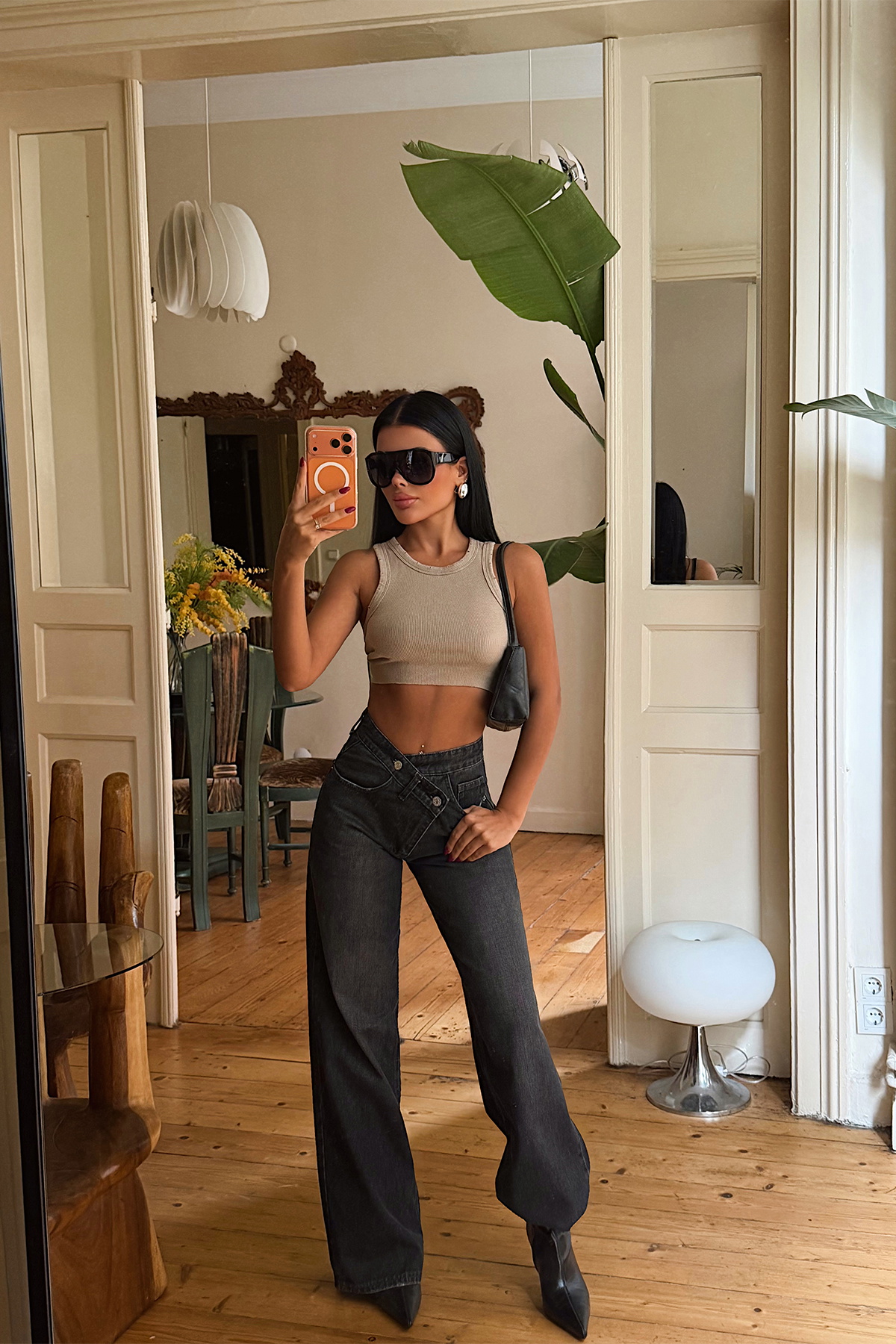 Siyah Çapraz Düğmeli Jean (1)