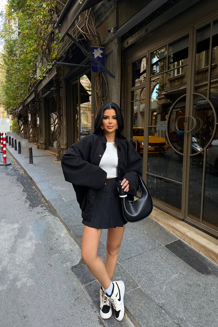 Siyah Cep Detay Kaşe Mont ATE-0731 - EYYO