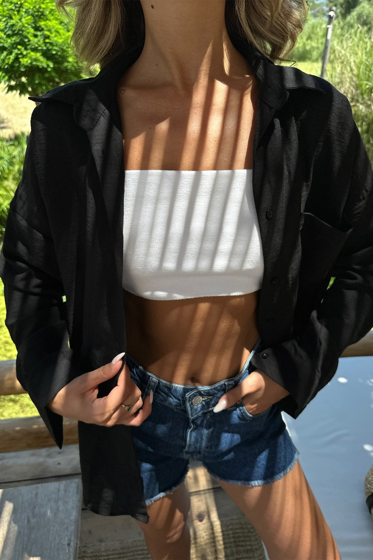 Siyah Tek Cepli Oversize Gömlek ATE7280 - BİG DART