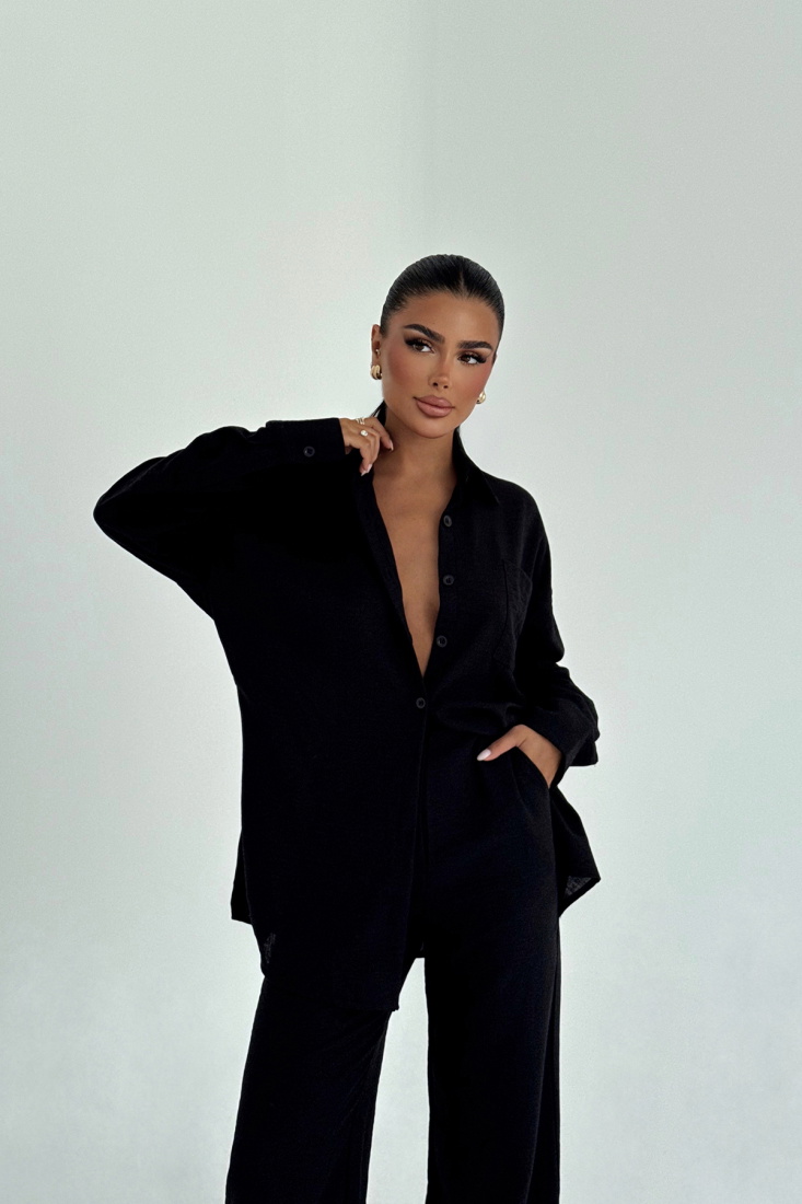 Siyah Cep Detay Pantolonlu Takım ATE-3248 - EYYO