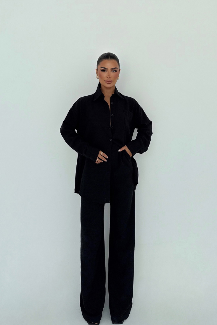 Siyah Cep Detay Pantolonlu Takım ATE-3248 - EYYO