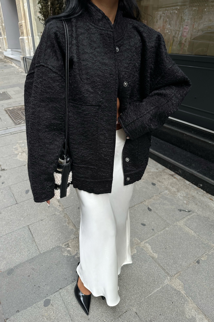 Siyah Cep Detay Yün Ceket ATE8367 - DEPPOT