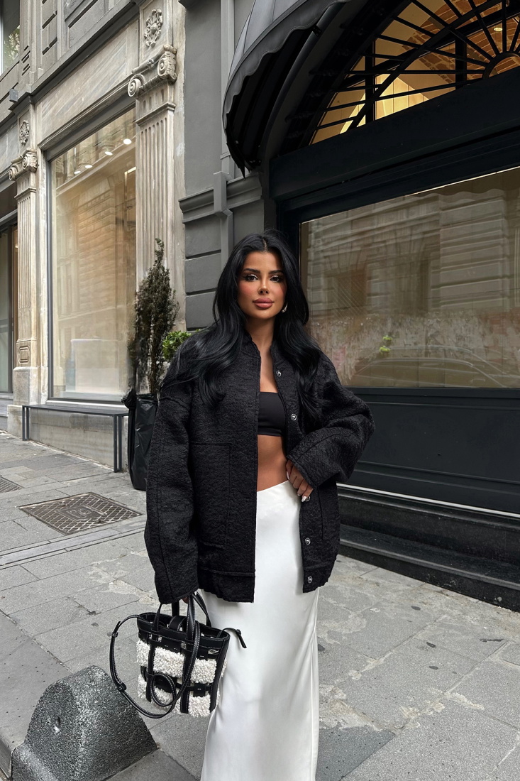 Siyah Cep Detay Yün Ceket ATE8367 - DEPPOT