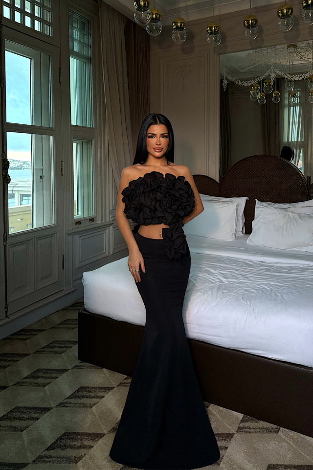 Siyah Ruffle Takım ATE-4430 