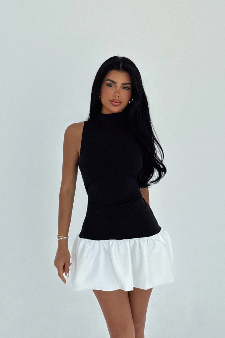 Siyah Deal Mini Elbise ATE-3011 - EYYO