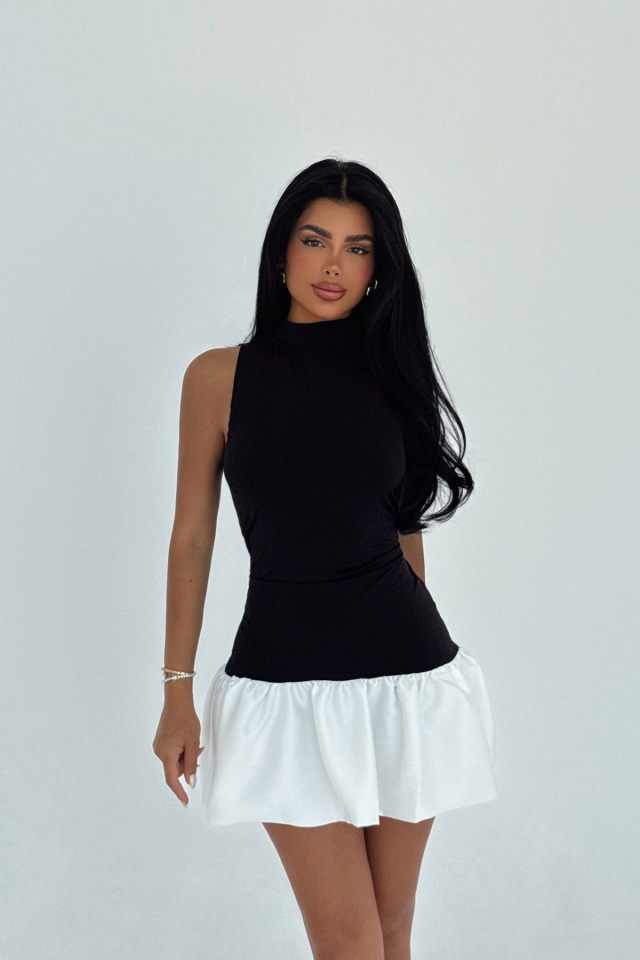 Siyah Deal Mini Elbise ATE-3011 