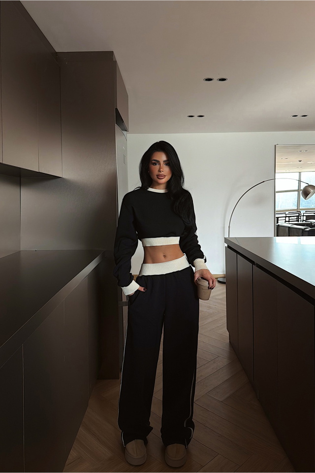 Siyah Quill Eşofman Takımı ATE-4079 