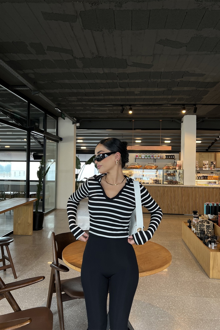 Siyah Çizgili Kapşonlu Sweat ATE2940 - EYYO