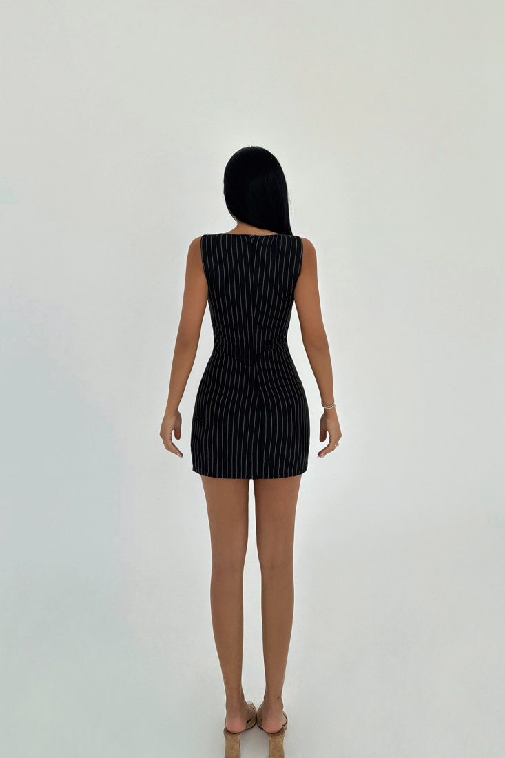 Siyah Jila Mini Elbise ATE-2463 - EYYO