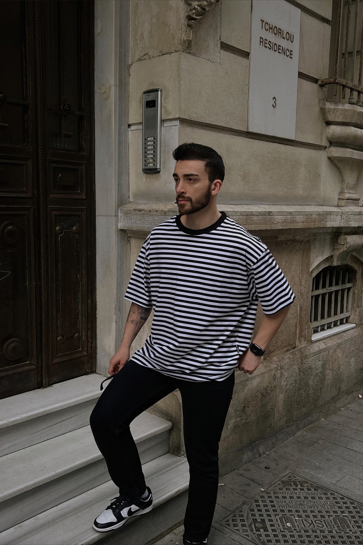 Siyah Çizgili Tişört ATE5175 - 