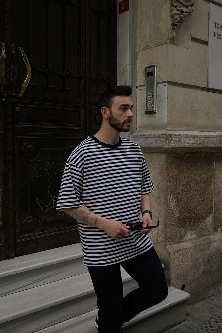 Siyah Çizgili Tişört ATE5175 - 
