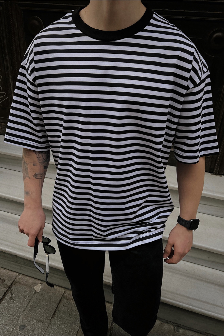 Siyah Çizgili Tişört ATE5175 - 
