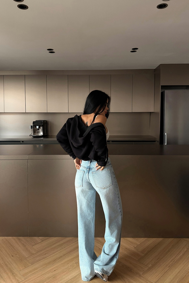 Siyah Caiden Crop Hırka ATE-4859 - 4