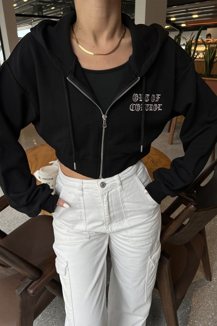 Siyah Crop Sweat ATE2458 - EYYO