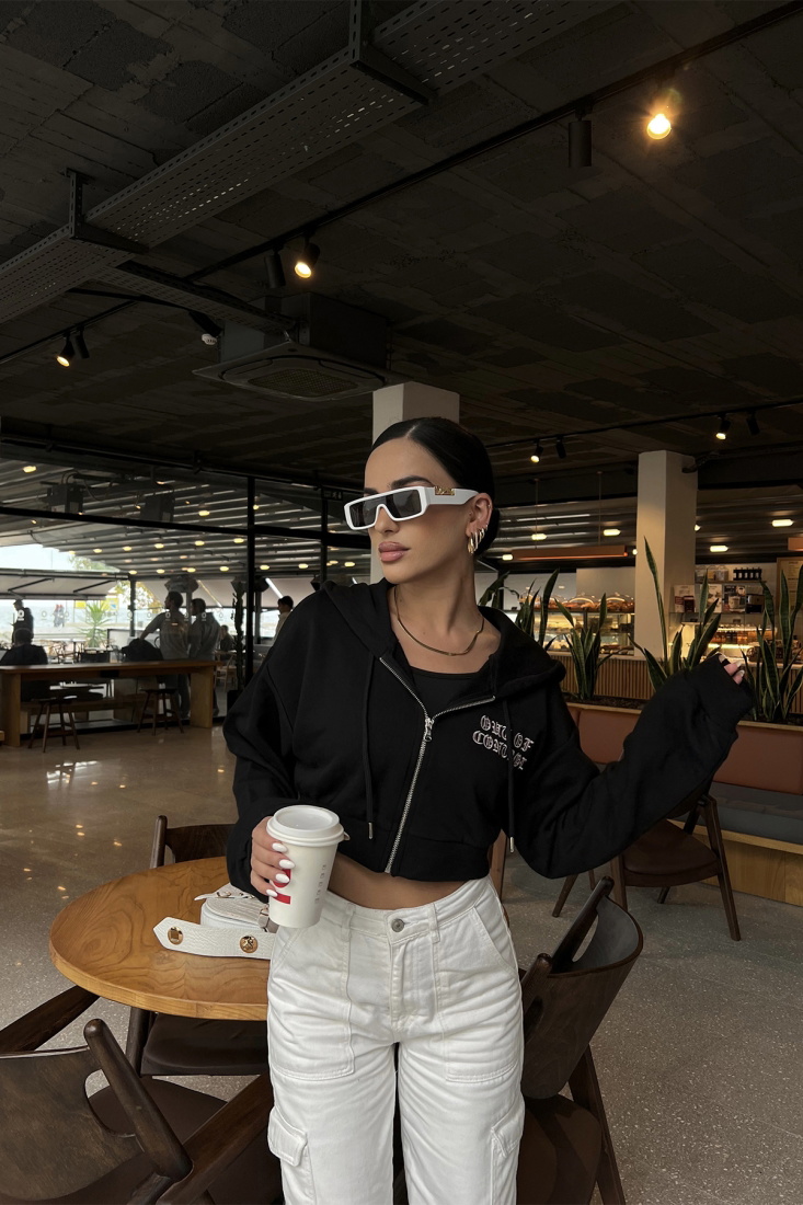 Siyah Crop Sweat ATE2458 - EYYO