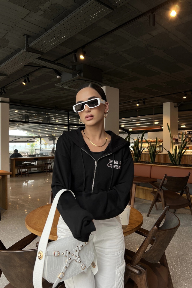 Siyah Crop Sweat ATE2458 - 4